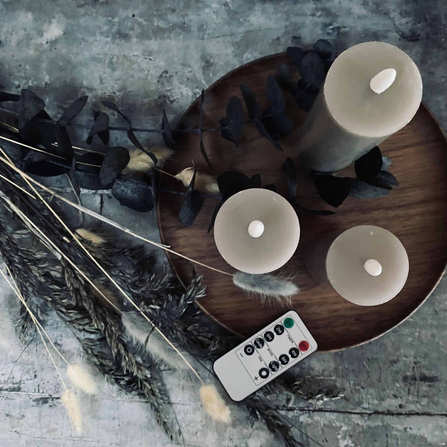 LED Bloklys / Sand – 3 stk. Lys – Inkl. fjernbetjening // Gaveæske - VIAMAJA.DK