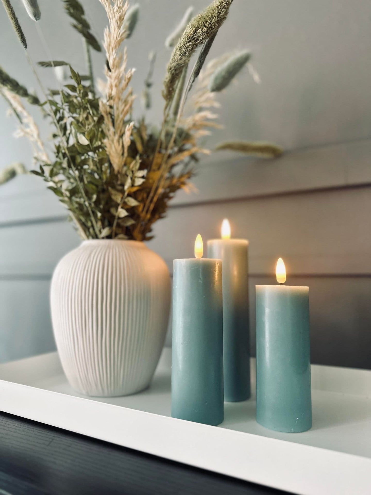 LED Bloklys / Sea blue 3 stk – Inkl. fjernbetjening - VIAMAJA.DK