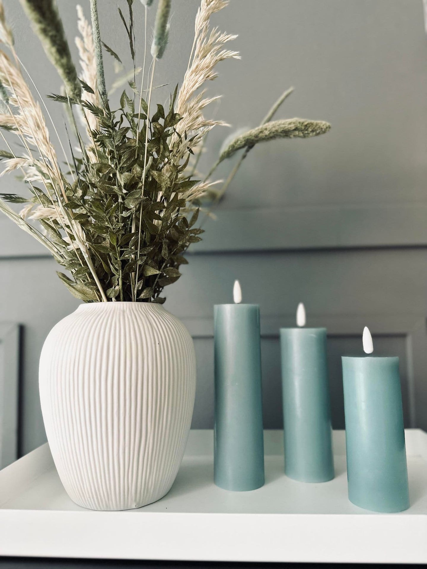 LED Bloklys / Sea blue 3 stk – Inkl. fjernbetjening - VIAMAJA.DK