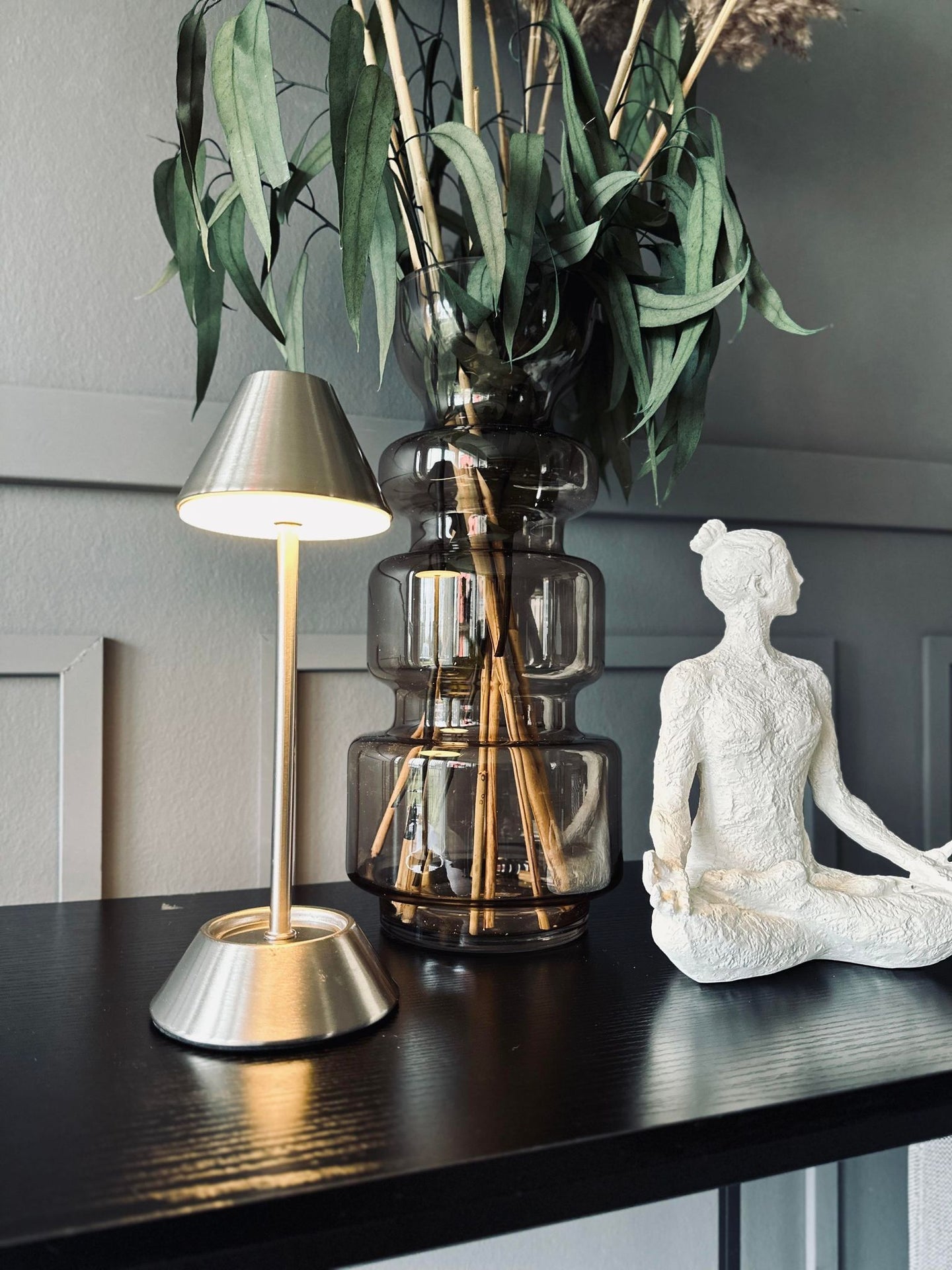 LED bordlampe Silver – genopladelig 2 stk - VIAMAJA.DK