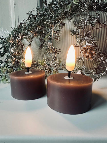 LED Fyrfadslys 2 stk - Grå / taupe voks - VIAMAJA.DK