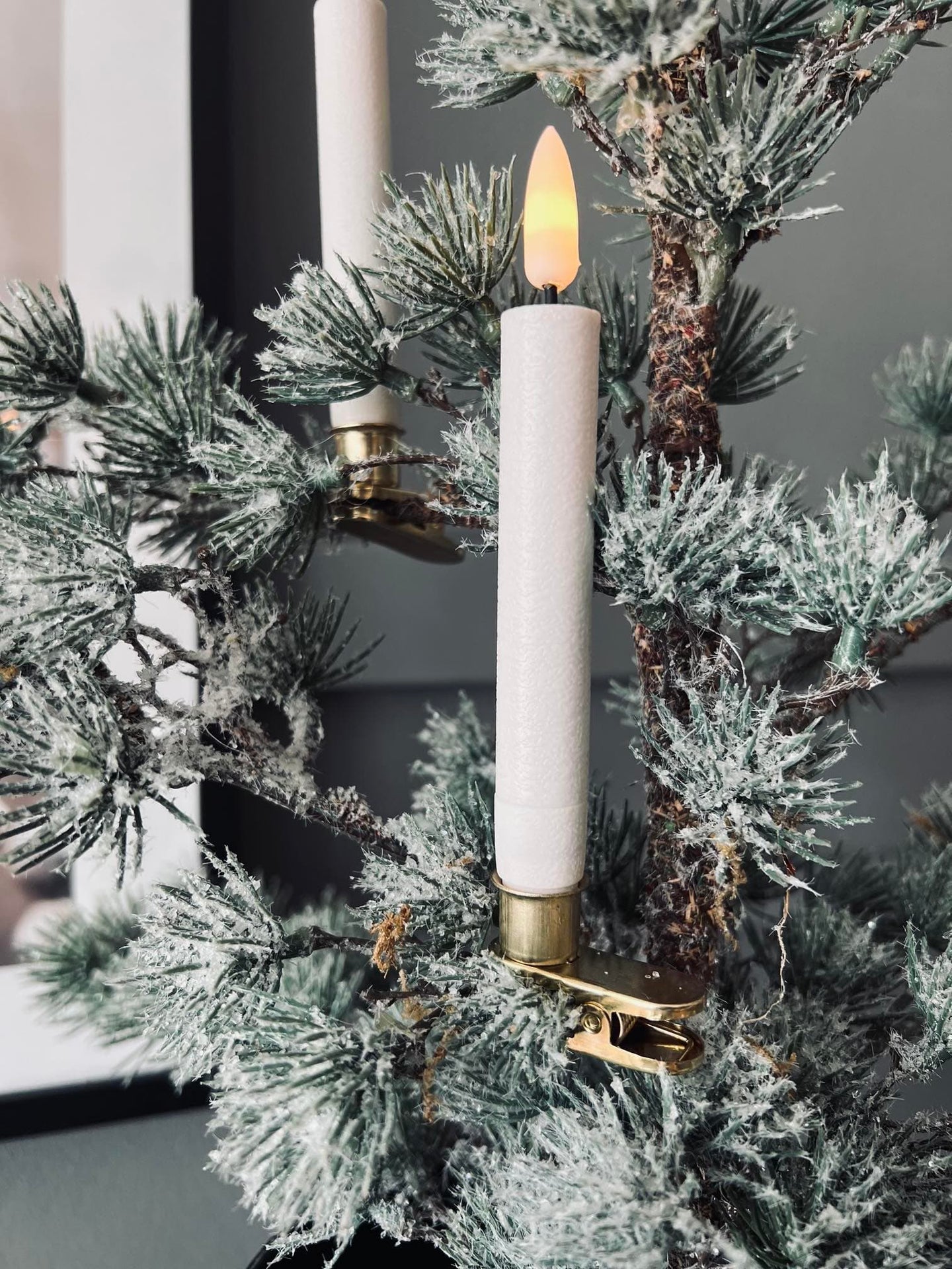 LED Juletræslys 10 stk m. Messingholder og fjernbetjening - VIAMAJA.DK