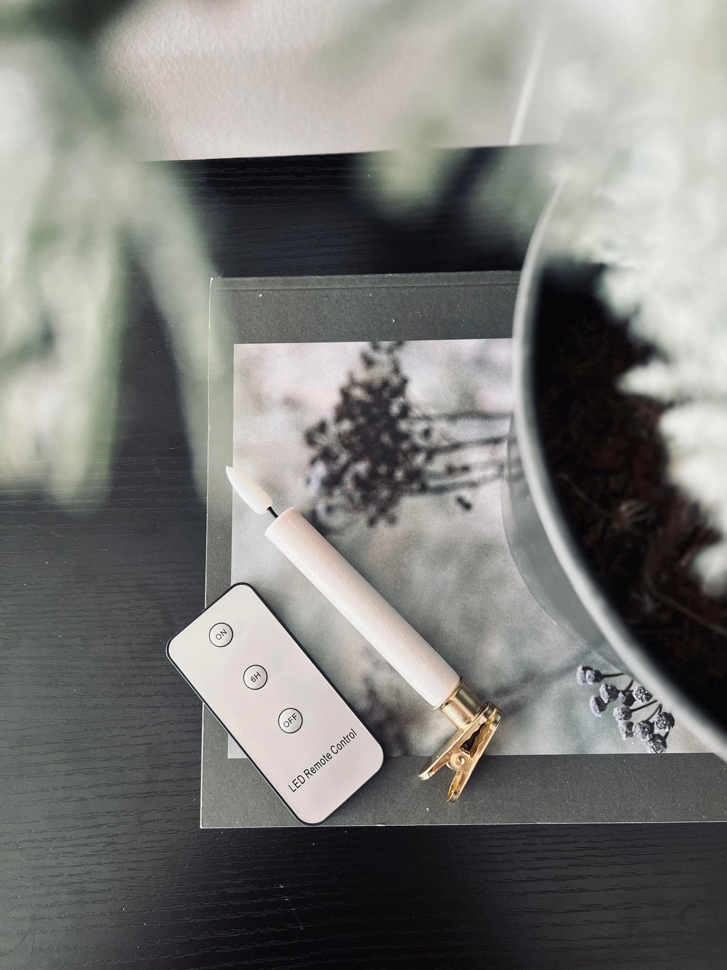 LED Juletræslys 10 stk m. Messingholder og fjernbetjening - VIAMAJA.DK