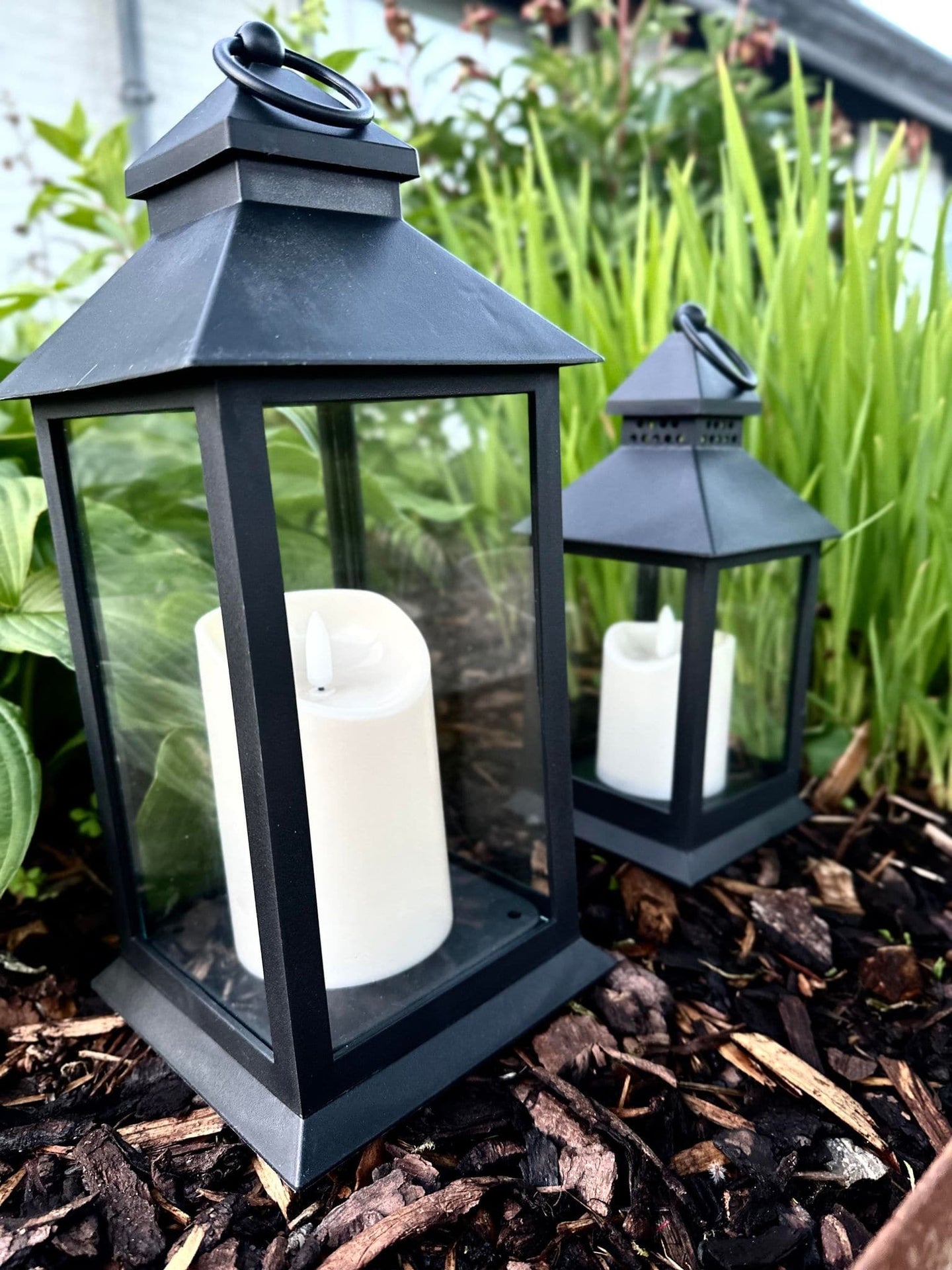 LED Lanterner med bloklys og timer - Sæt af 2 stk - VIAMAJA.DK