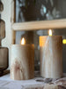 LED marmor blockljus 12,5 cm - Beige