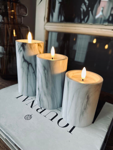 LED marmor bloklys Grå 12,5cm - VIAMAJA.DK