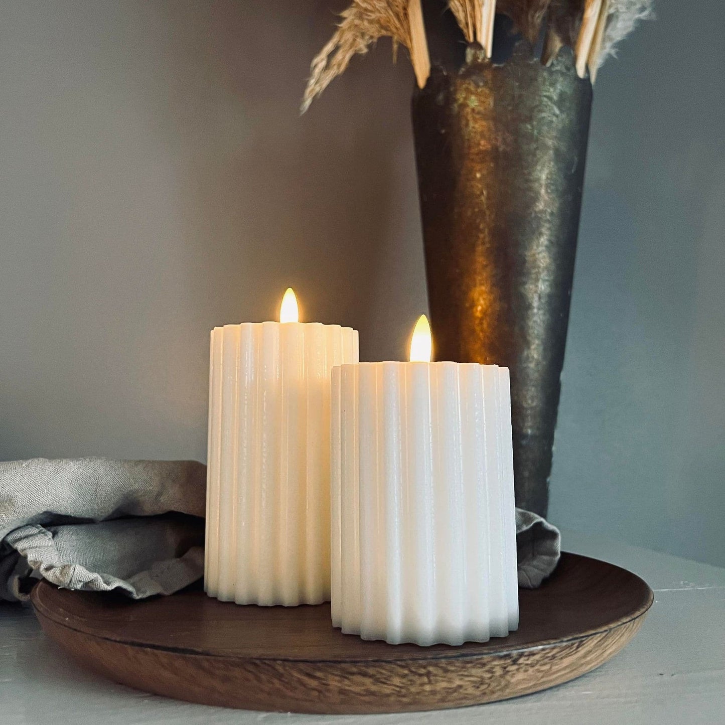 LED Rillet bloklys - Hvid 10cm - VIAMAJA.DK