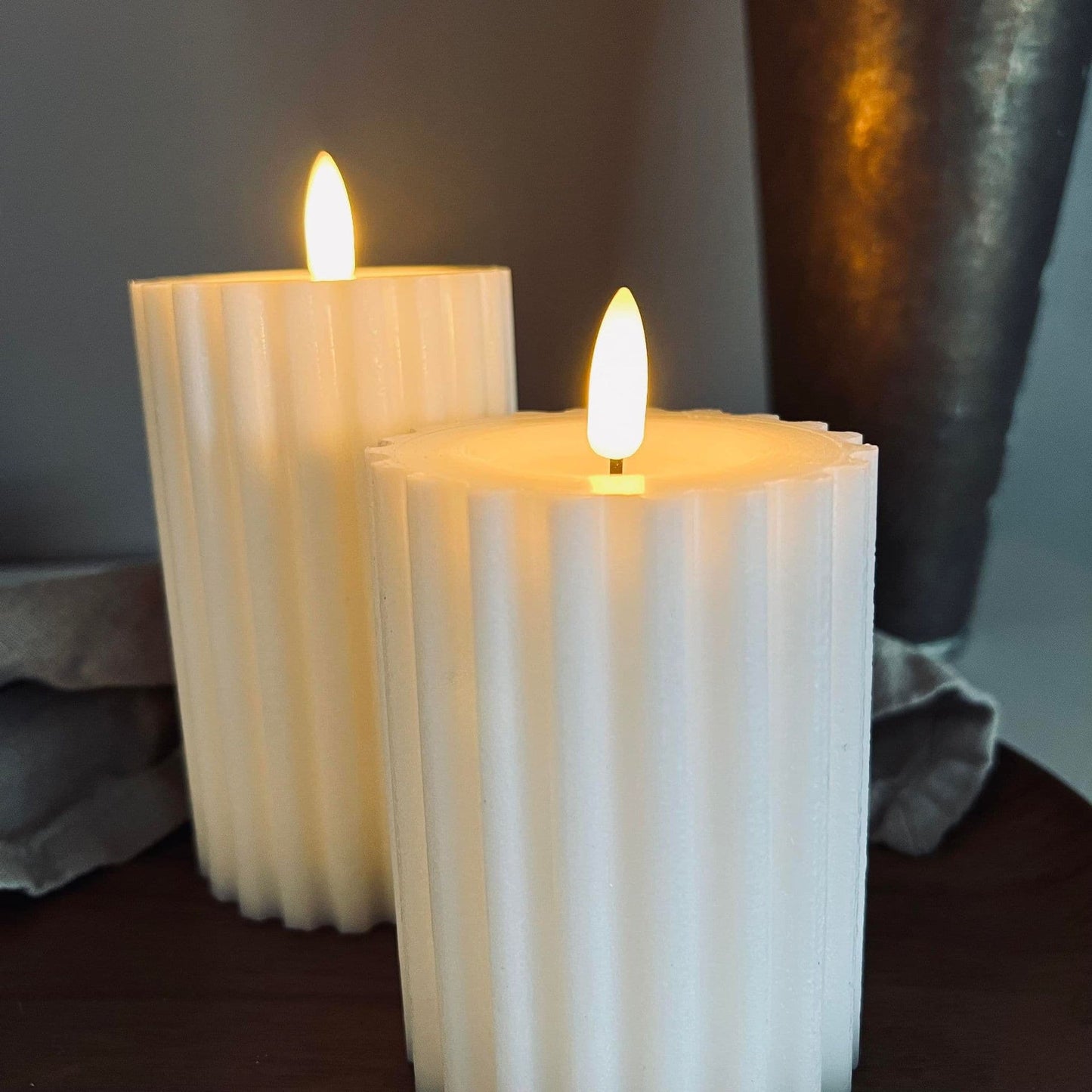 LED Rillet bloklys - Hvid 12,5 cm - VIAMAJA.DK