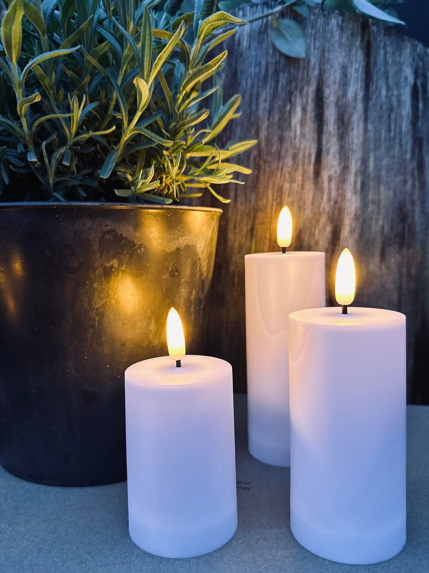 LED Udendørs Bloklys Sæt af 3 stk - Hvid - VIAMAJA.DK