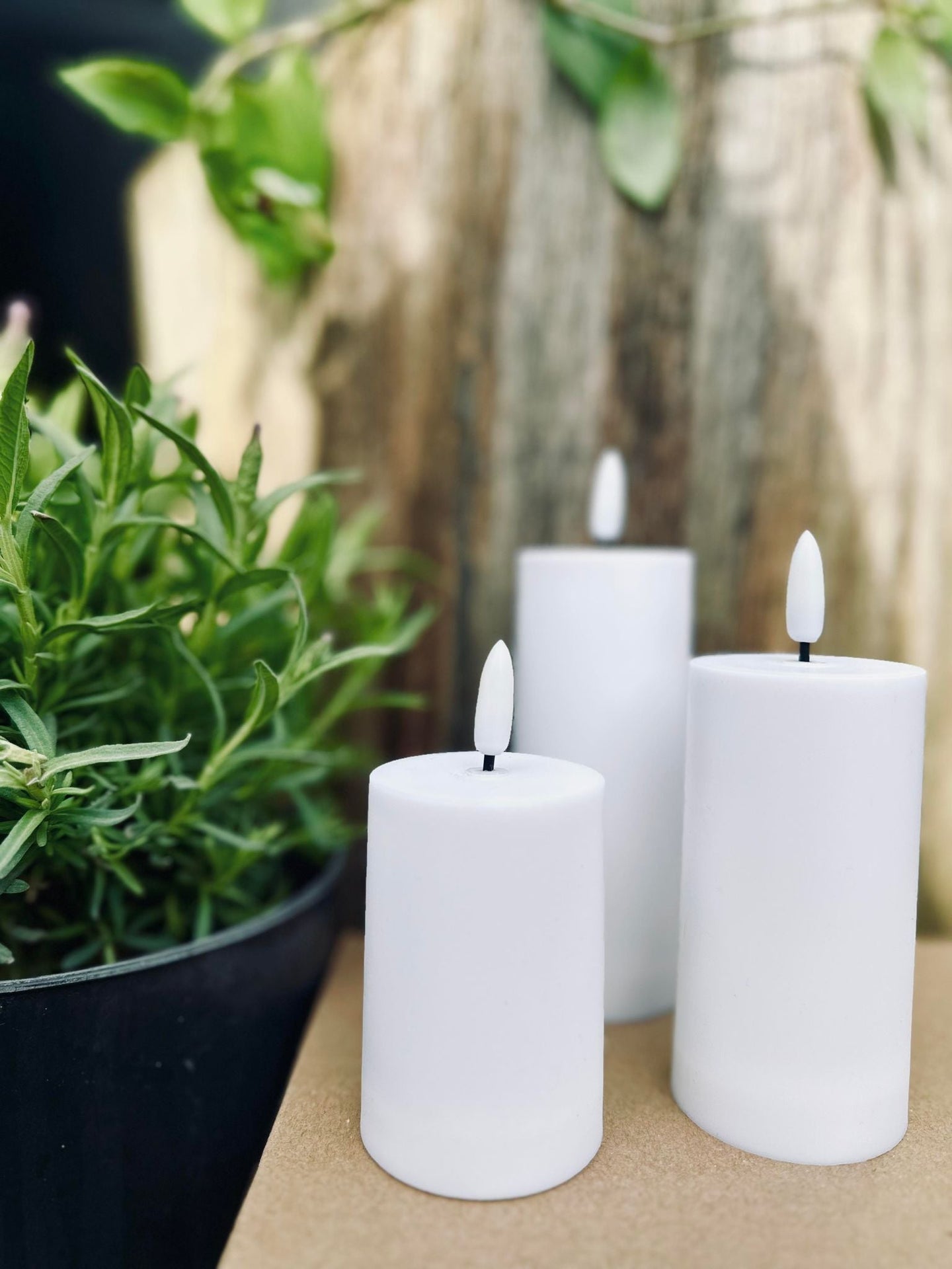 LED Udendørs Bloklys Sæt af 3 stk - Hvid - VIAMAJA.DK