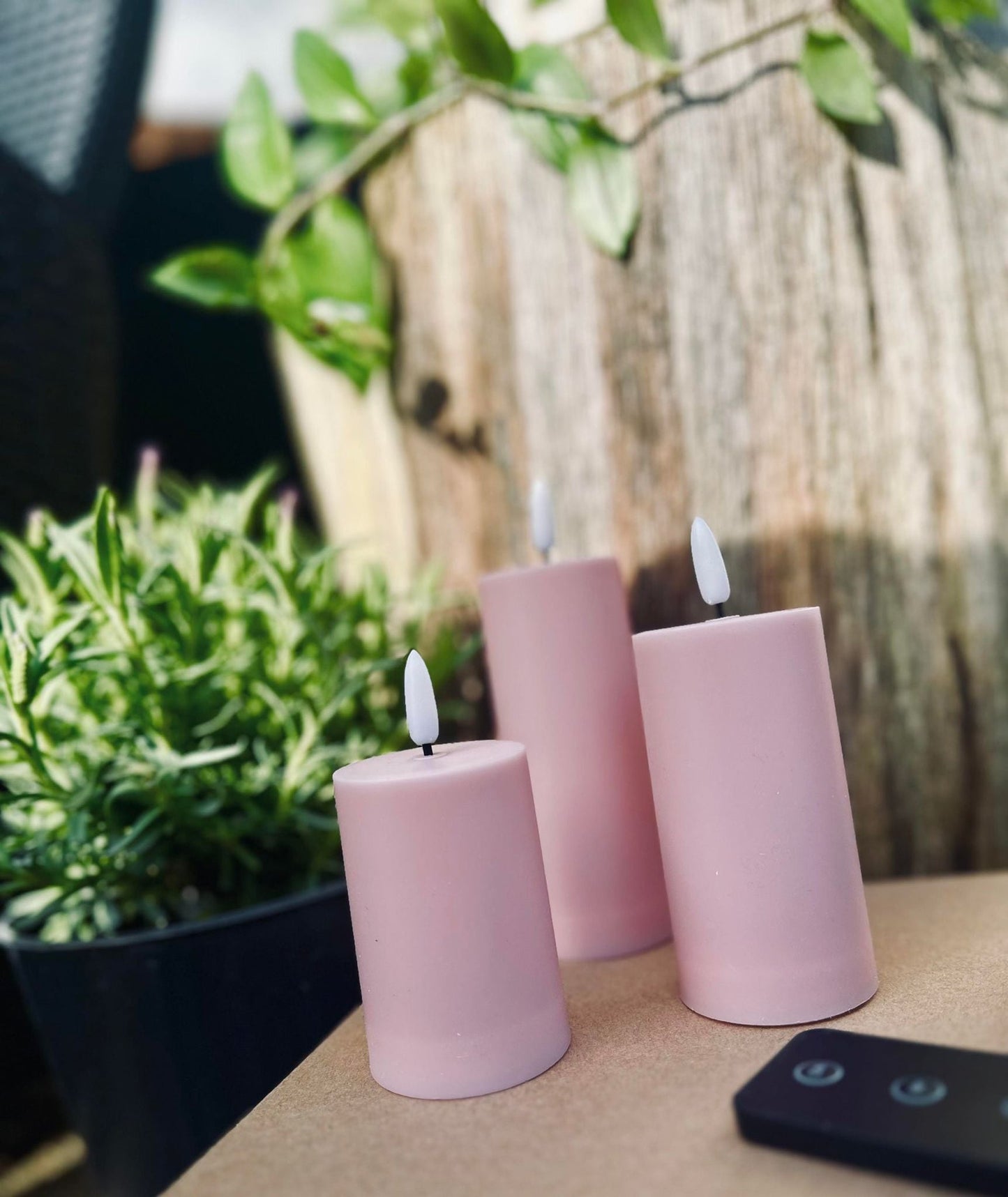 LED Udendørs Bloklys sæt af 3 stk - Rosa - VIAMAJA.DK