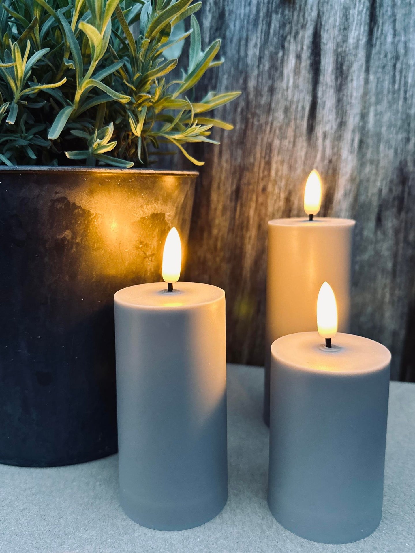 LED Udendørs Bloklys sæt af 3 stk – Sand - VIAMAJA.DK