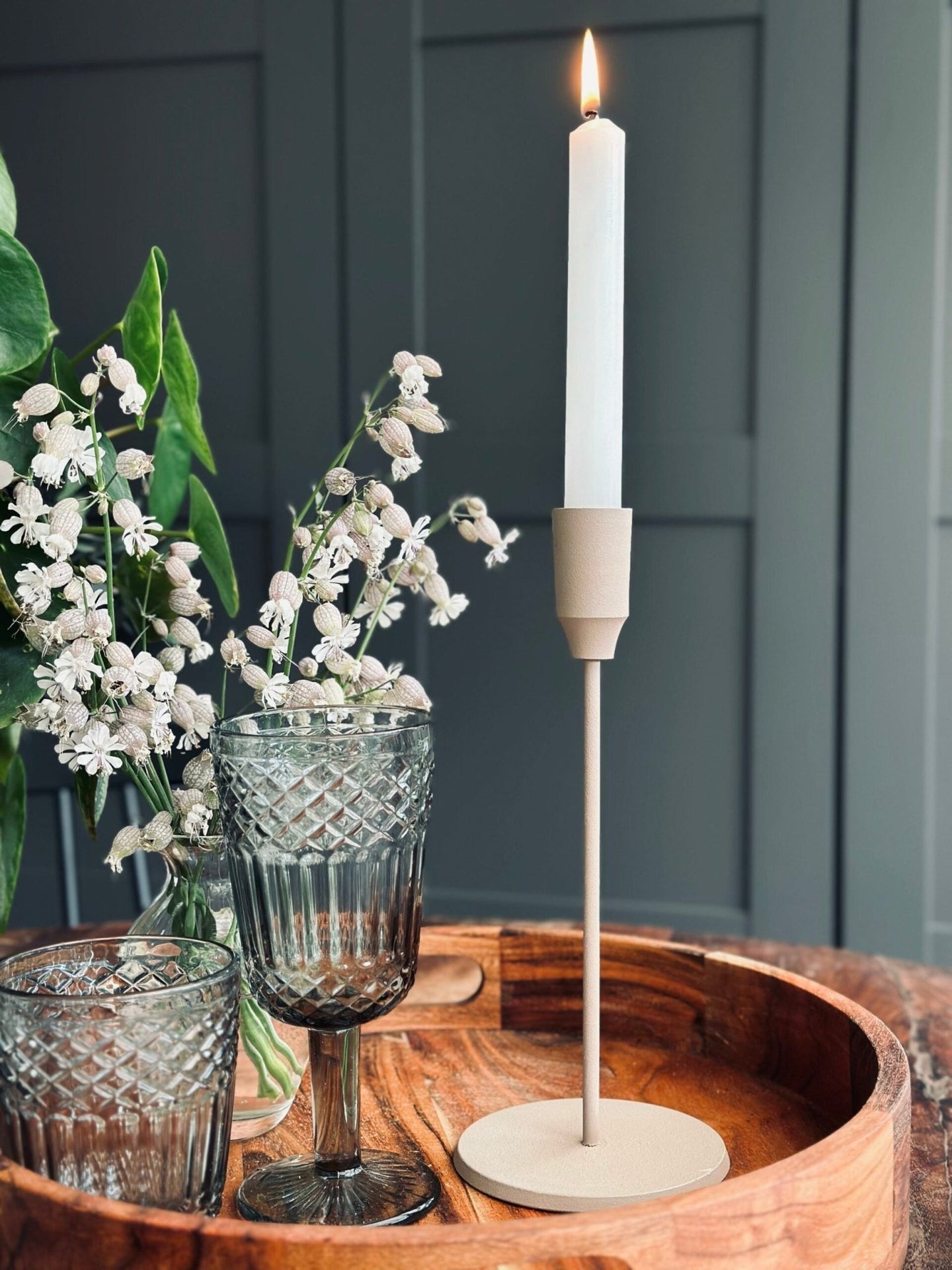 Lysestage – Dark Beige 24cm - VIAMAJA.DK