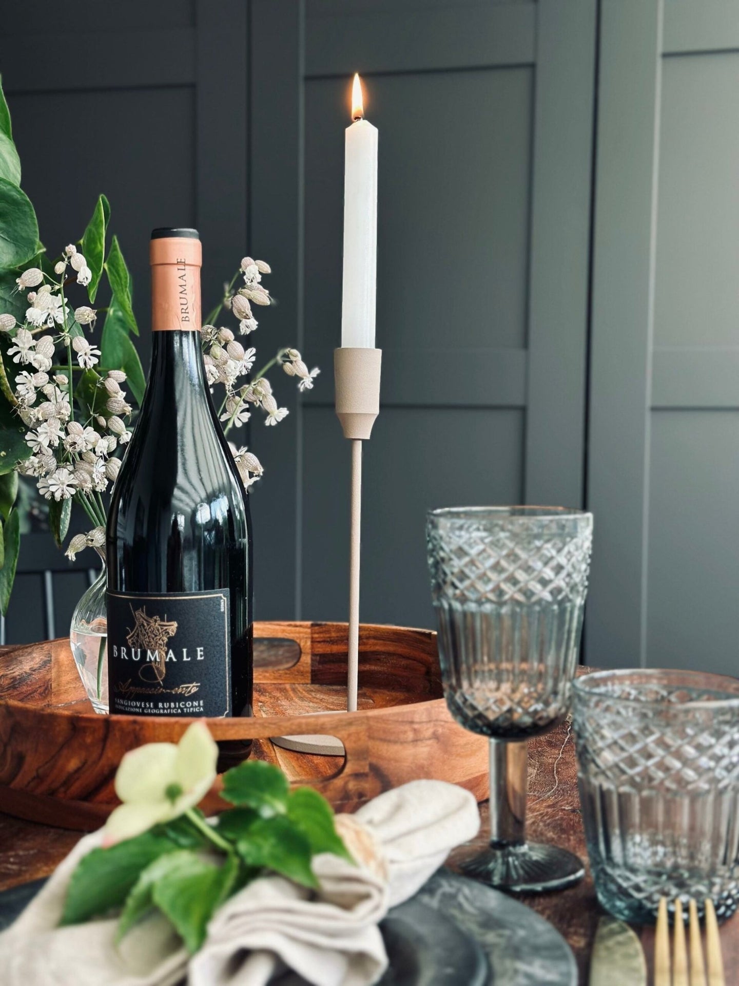 Lysestage – Dark Beige 24cm - VIAMAJA.DK