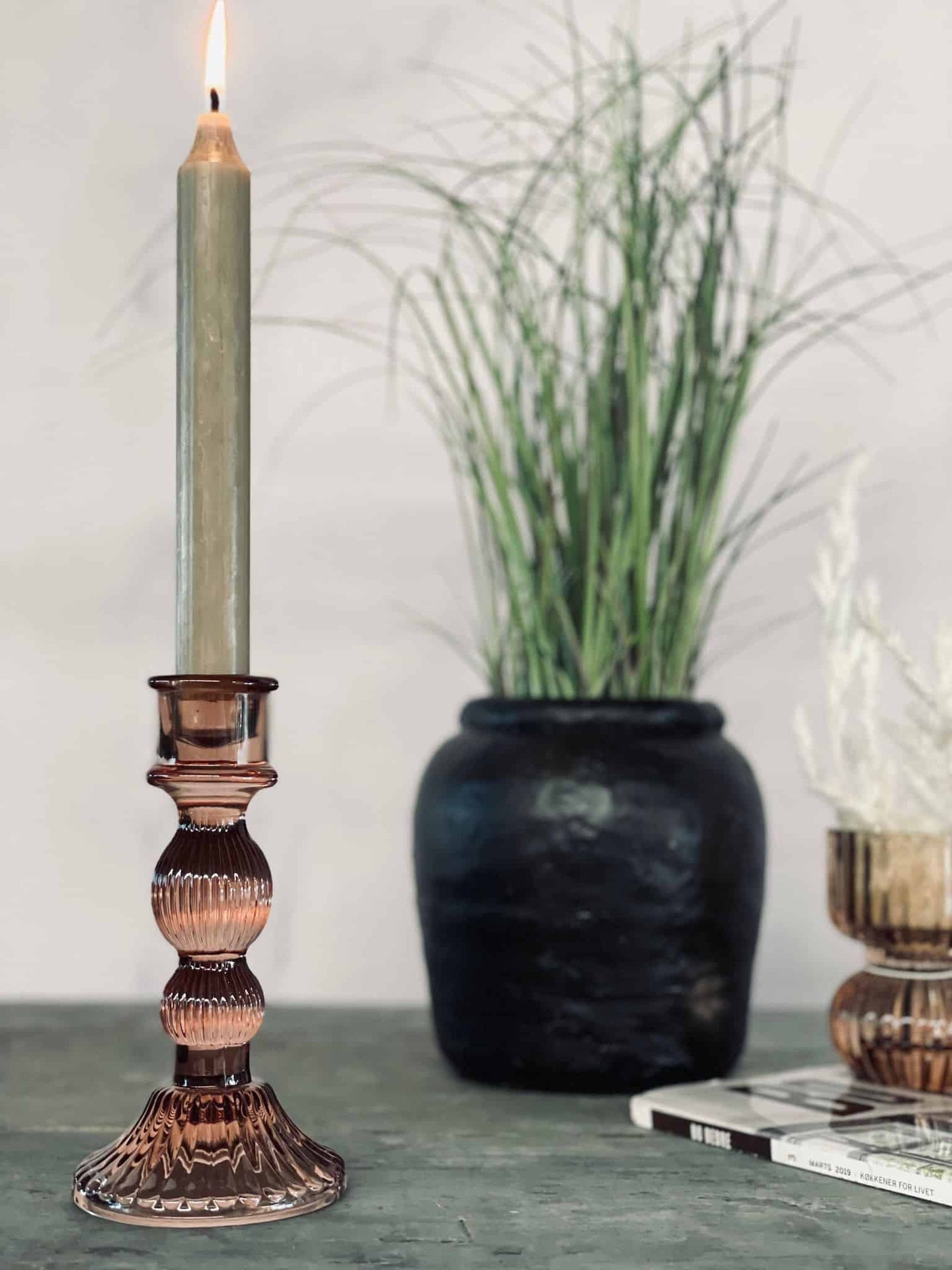 Lysestage i glas – Mellem - VIAMAJA.DK