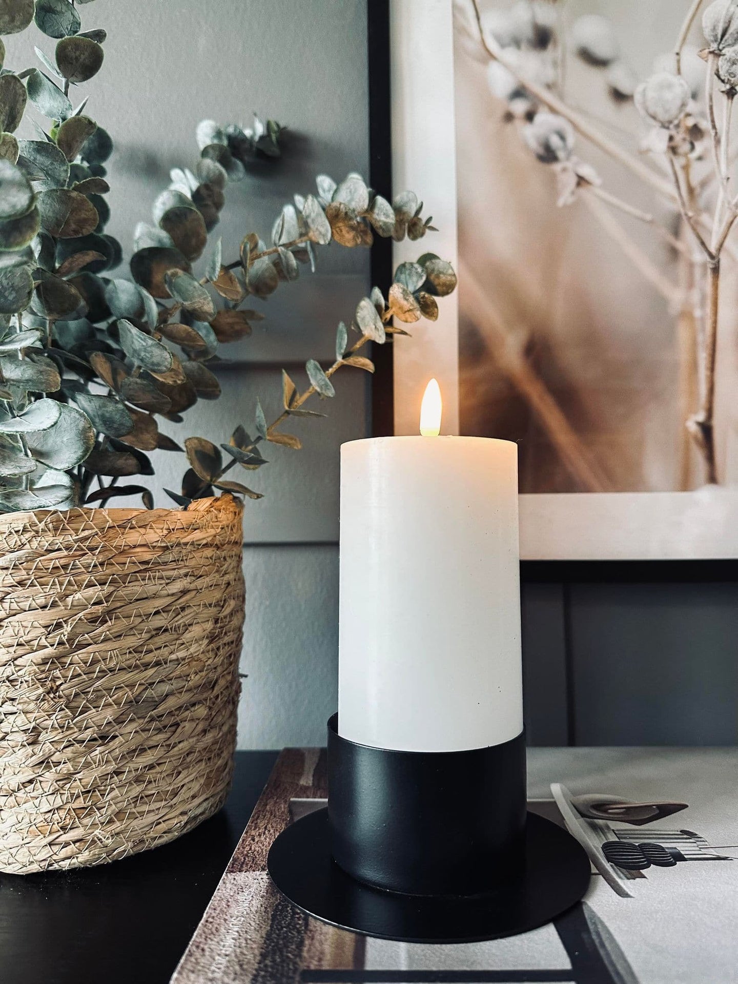 Lysestage KOMBI Black til bloklys dia 5cm + dia 7cm - VIAMAJA.DK