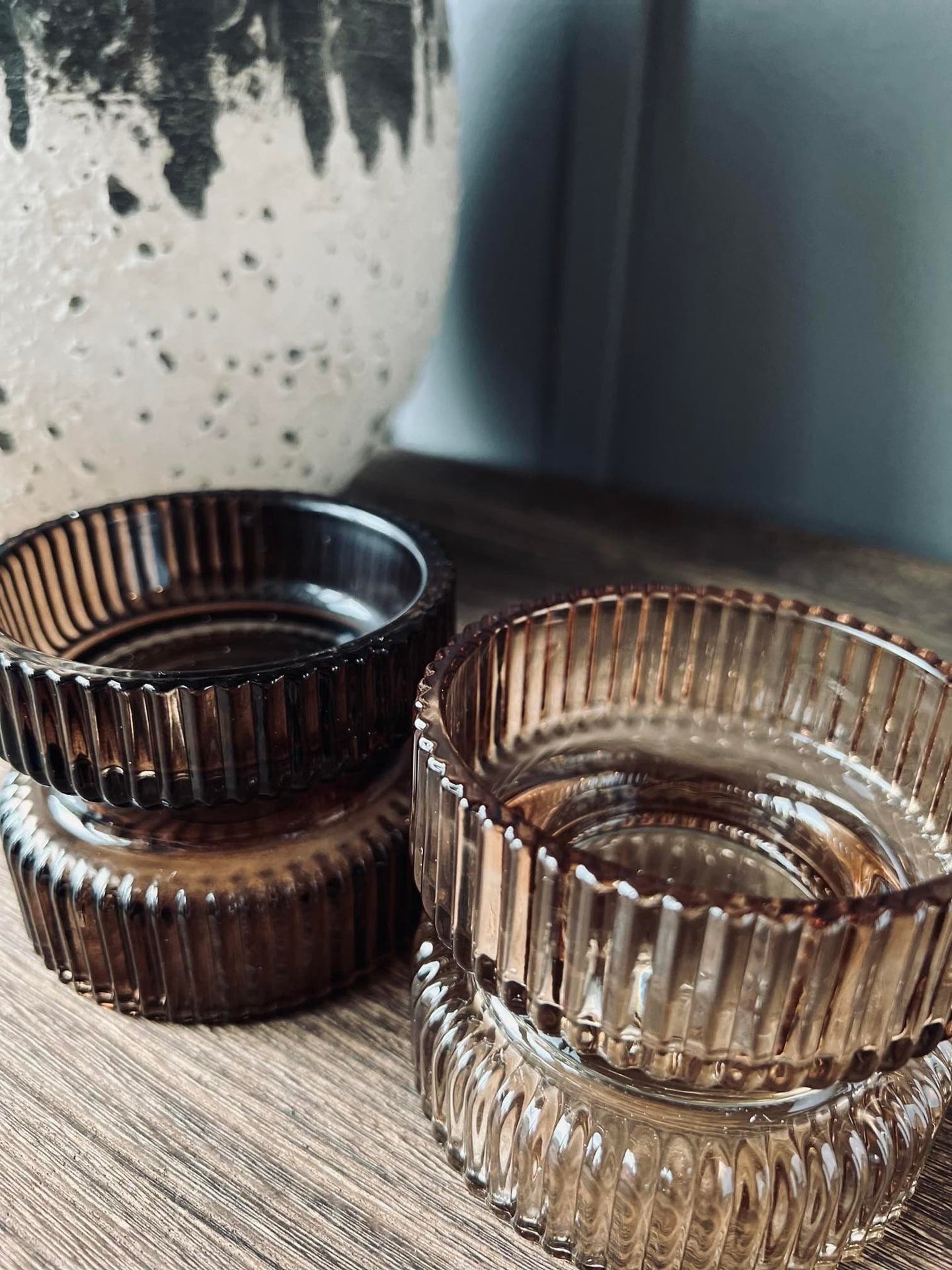 Lysestage sæt - 2 stk store vendbar lysestager i glas36 - VIAMAJA.DK
