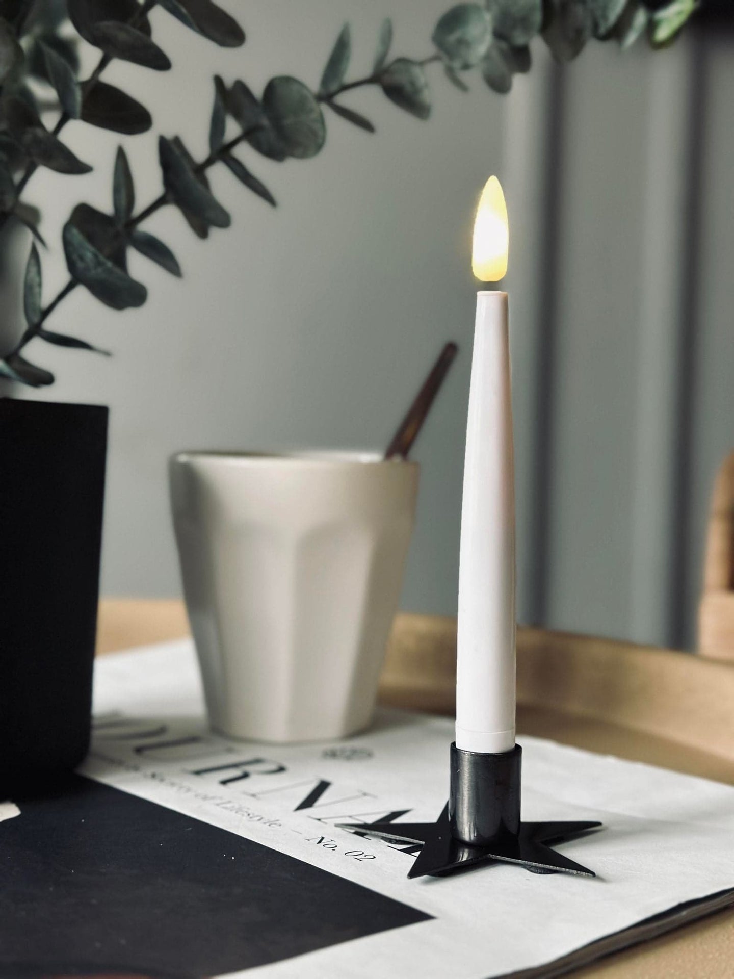 Lysestage Stjerne Sort – Kertelys - VIAMAJA.DK