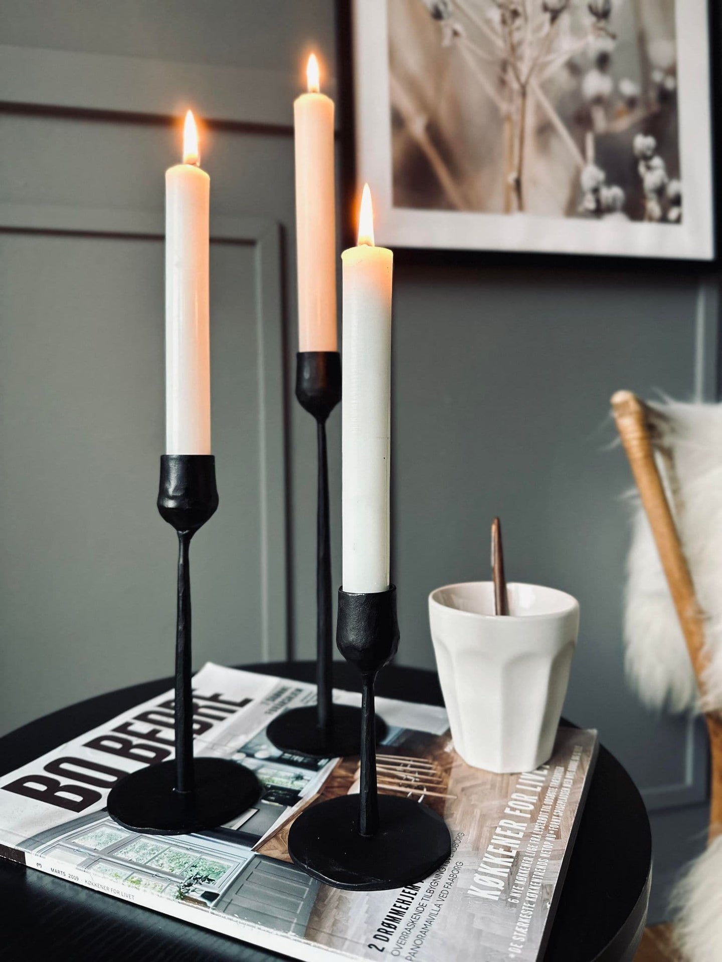 Lysestage – Støbejern 12cm - VIAMAJA.DK