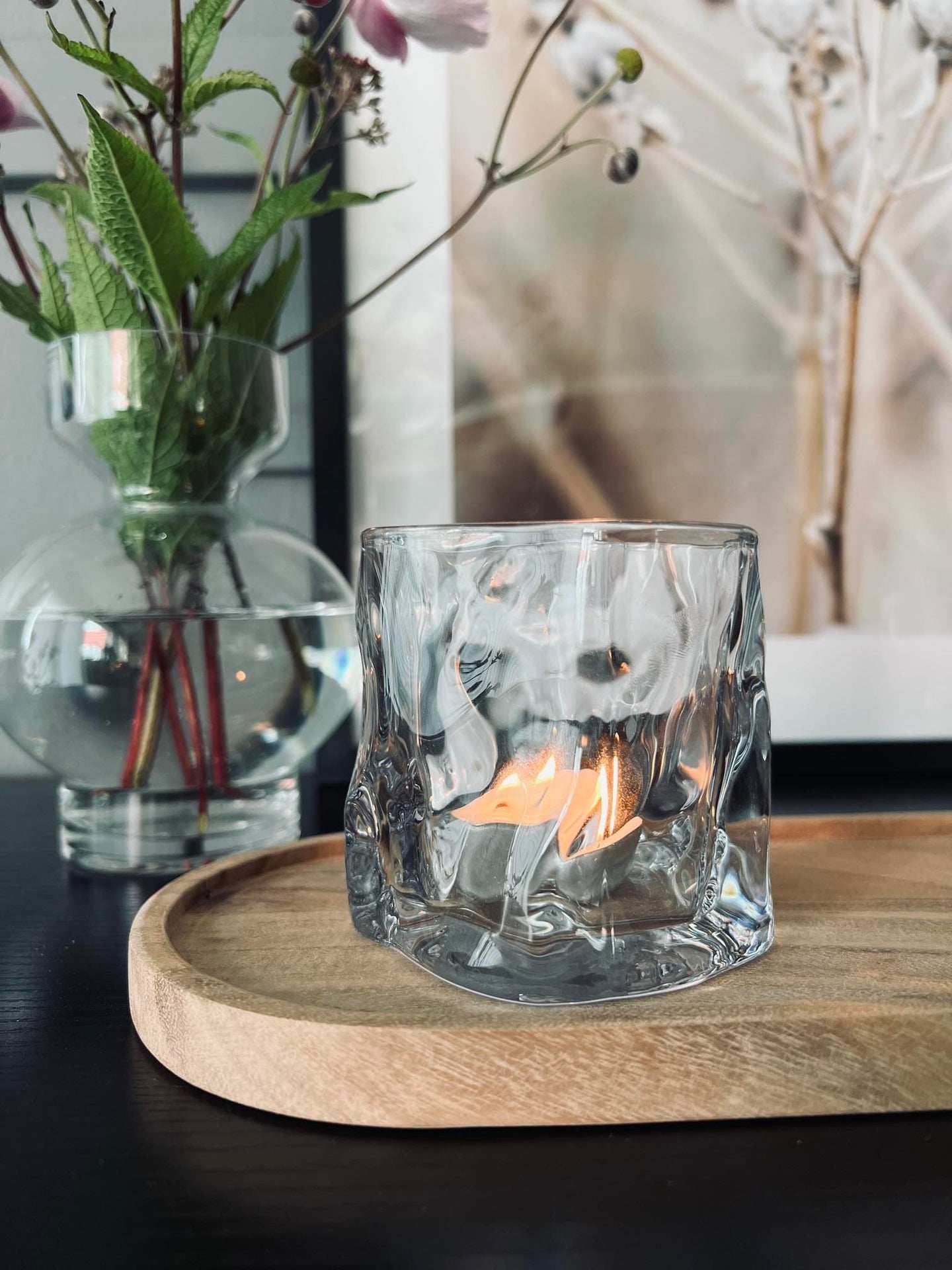 Lysestage til fyrfad - Klar glas - VIAMAJA.DK