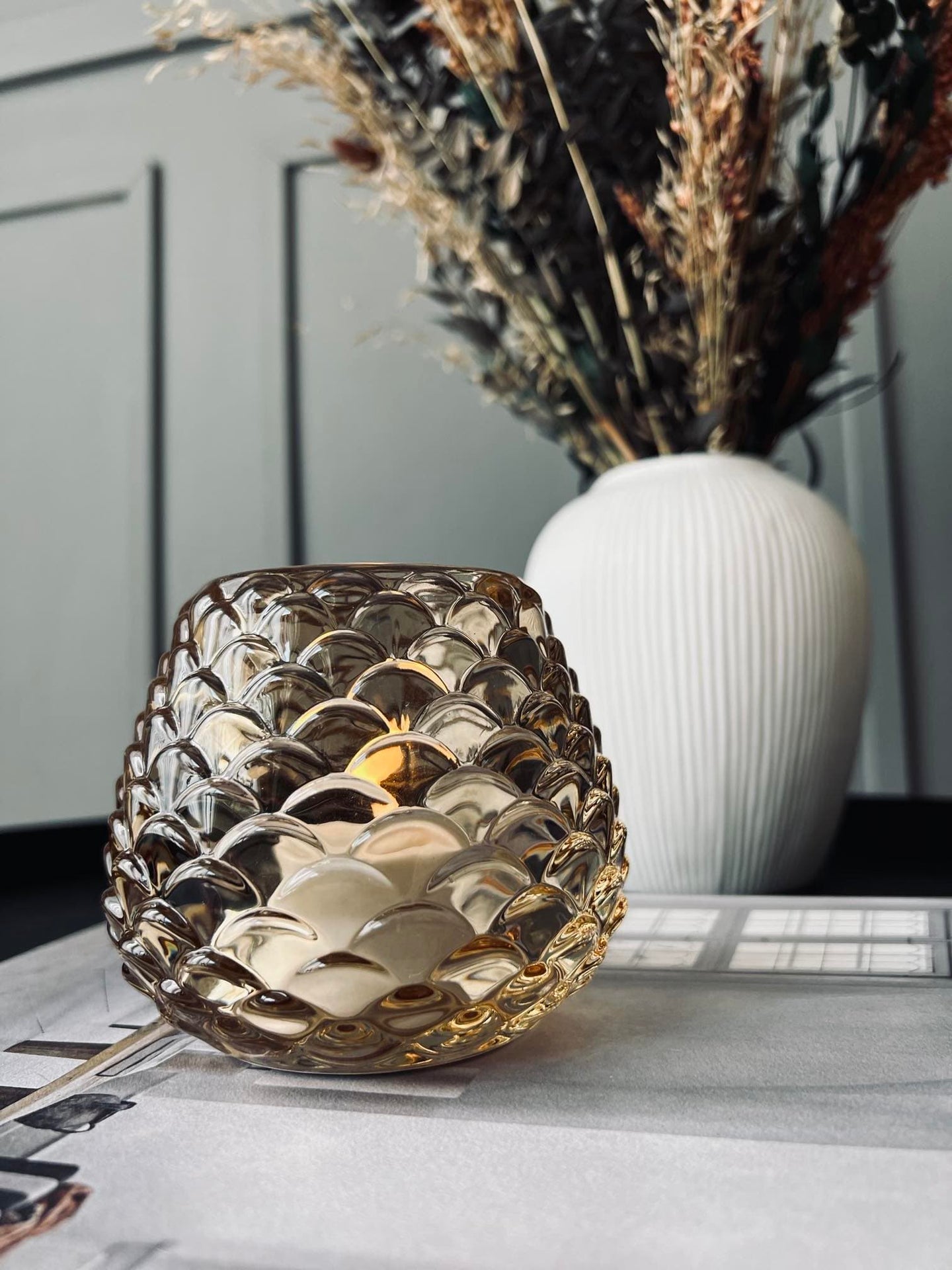 Lysestage til fyrfadslys - Gylden kogle - VIAMAJA.DK