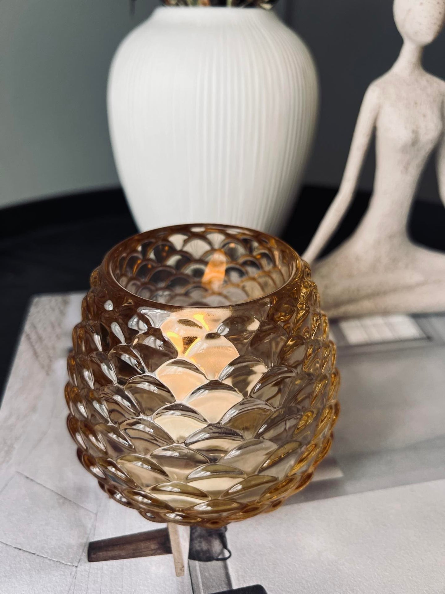 Lysestage til fyrfadslys - Gylden kogle - VIAMAJA.DK