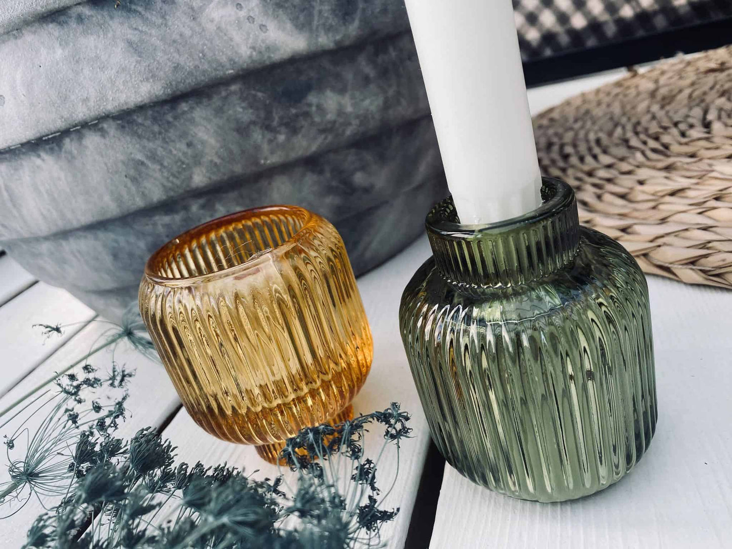 Lysestage - vendbar glas - Amber - VIAMAJA.DK