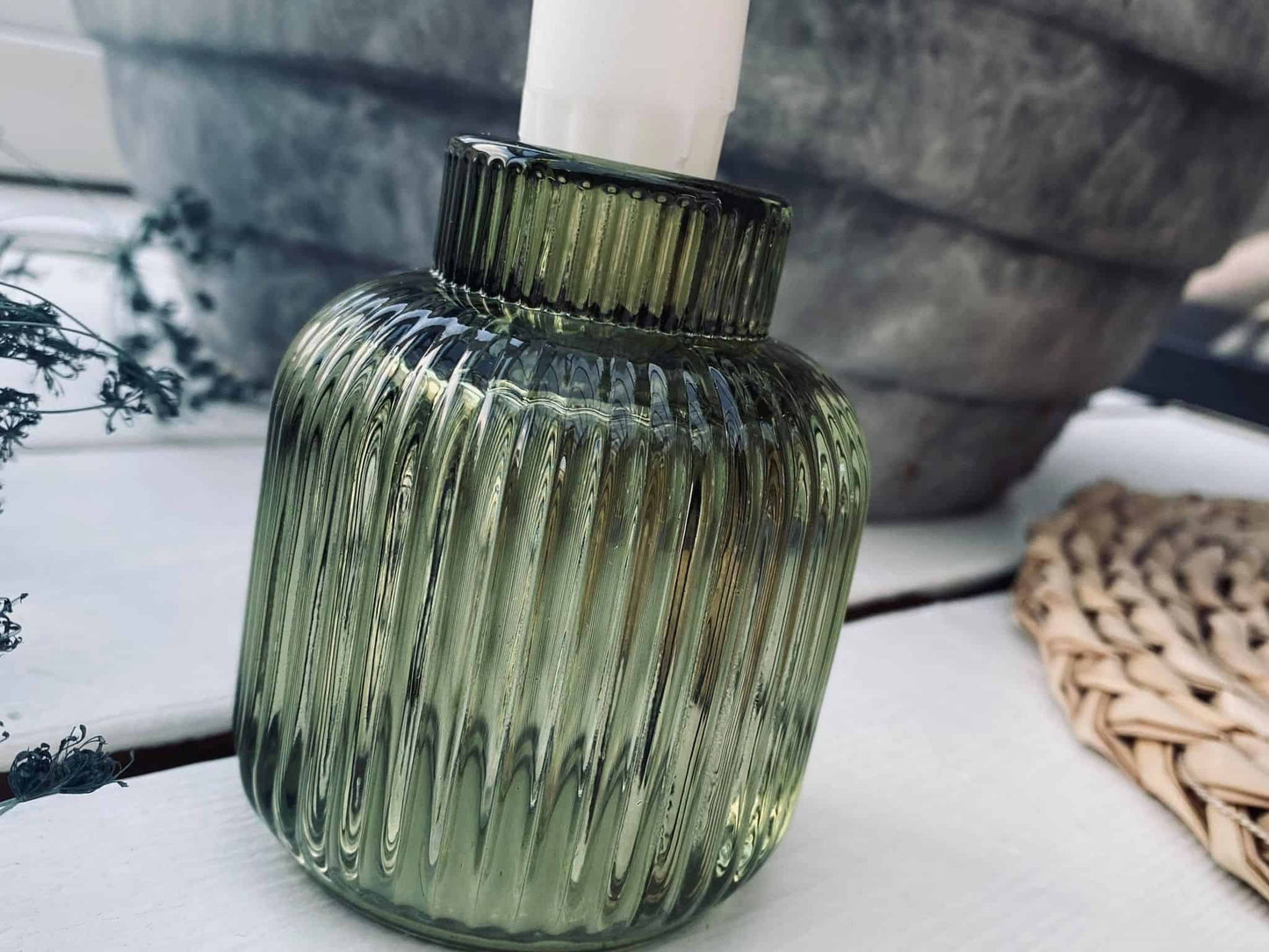 Lysestage – vendbar glas – Grøn - VIAMAJA.DK