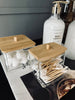 Makeup-organizer i akryl och bambus