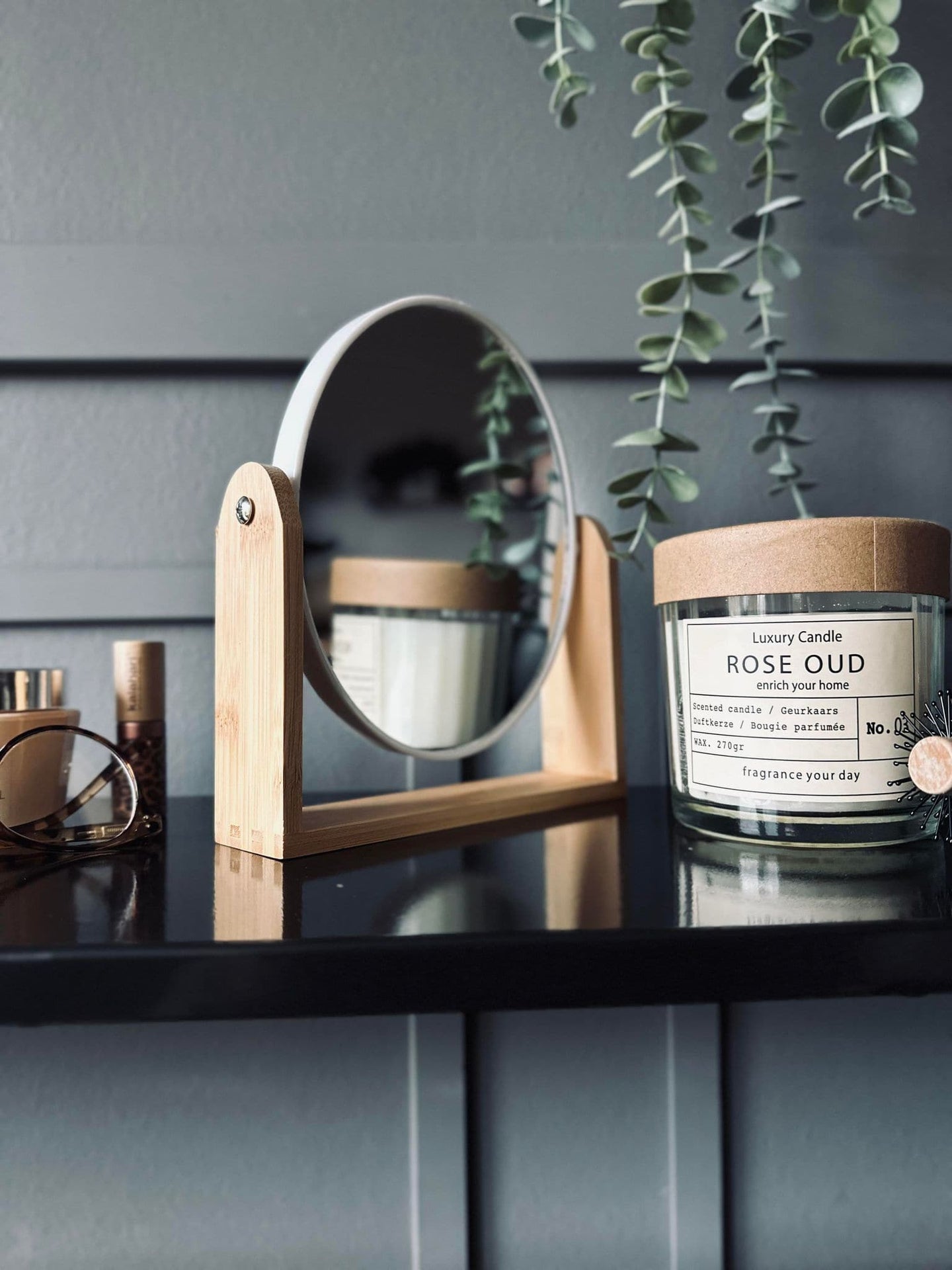 Makeup spejl - Bambus Rund - VIAMAJA.DK