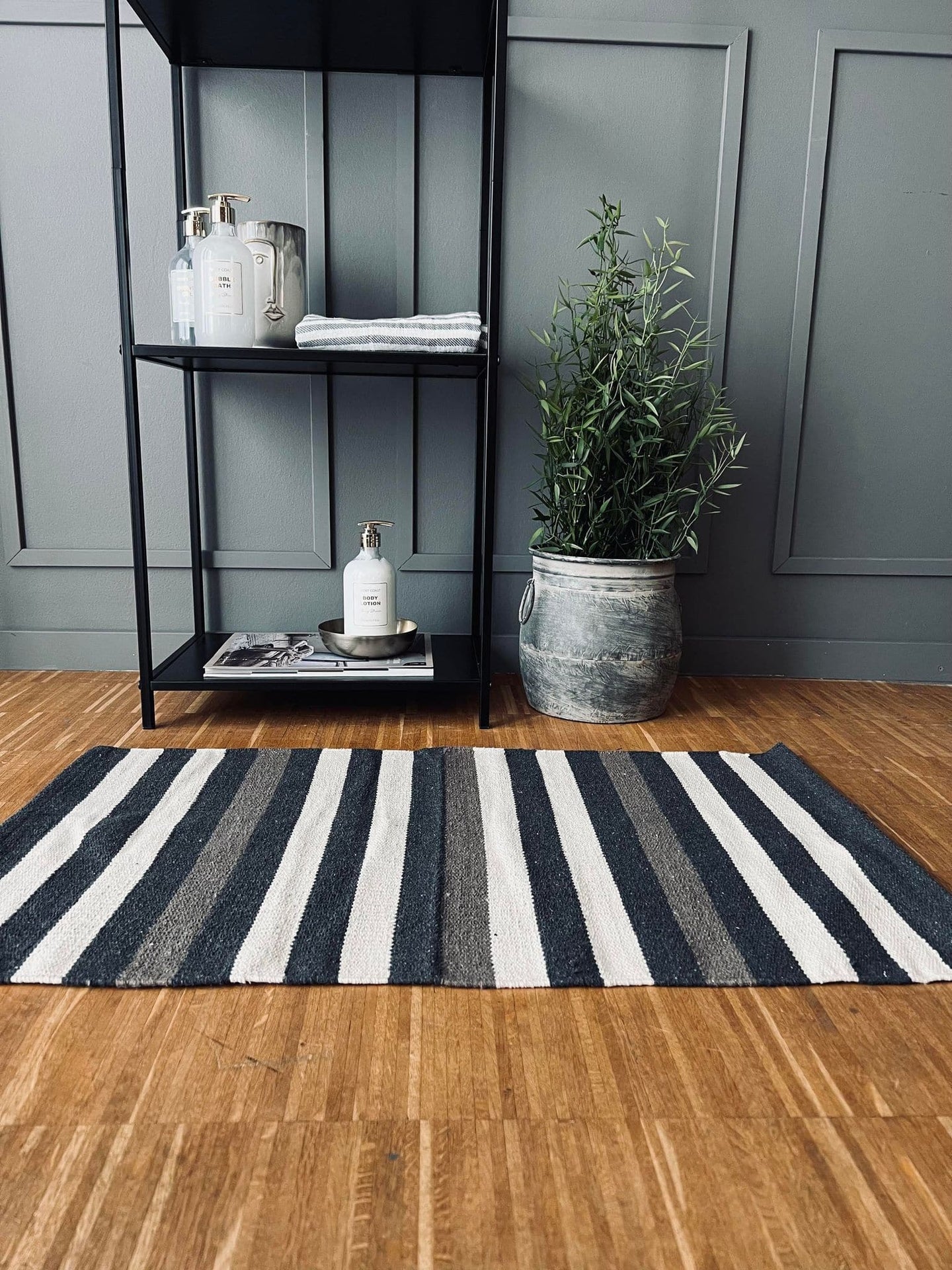 Måtte Recycling strib - 50x80 Grå/beige/natur - VIAMAJA.DK