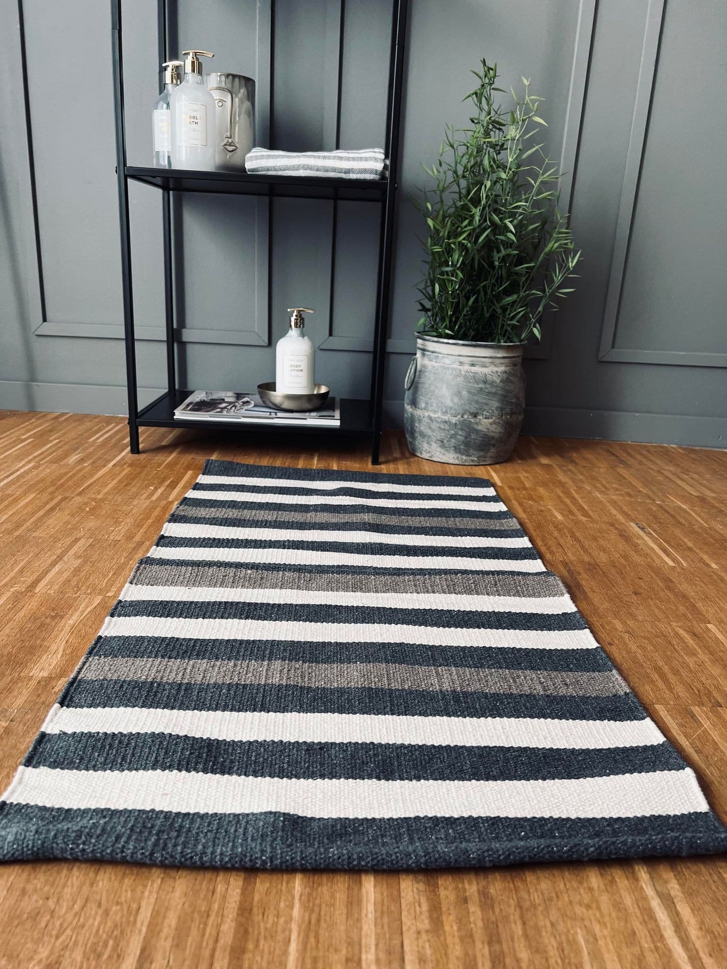 Måtte Recycling strib - 50x80 Grå/beige/natur - VIAMAJA.DK