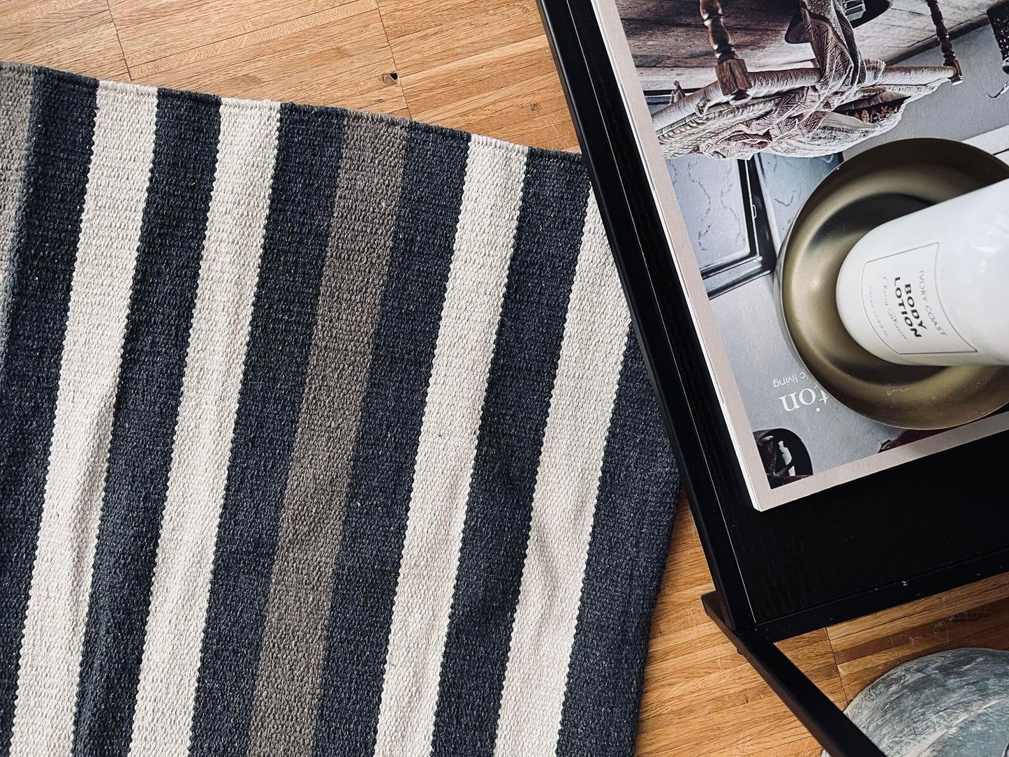 Måtte Recycling strib - 50x80 Grå/beige/natur - VIAMAJA.DK