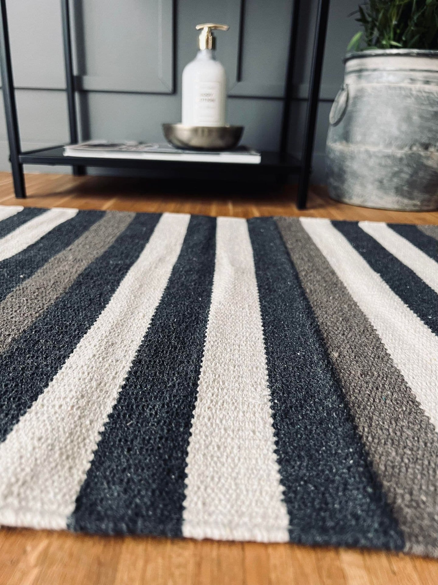 Måtte Recycling strib - 50x80 Grå/beige/natur - VIAMAJA.DK