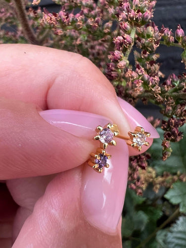 Mix box GIA violet, pink, clear 18K forgyldt - VIAMAJA.DK