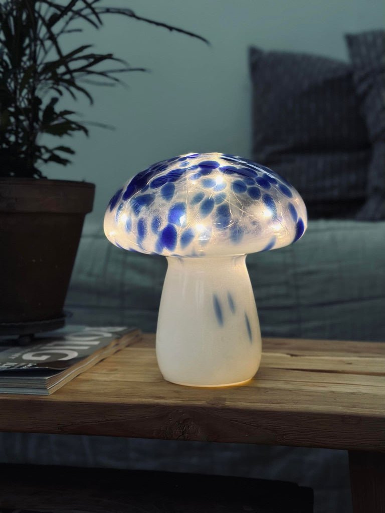 MUSHROOM Lampe m. LED – Royal blue mundblæst glas - VIAMAJA