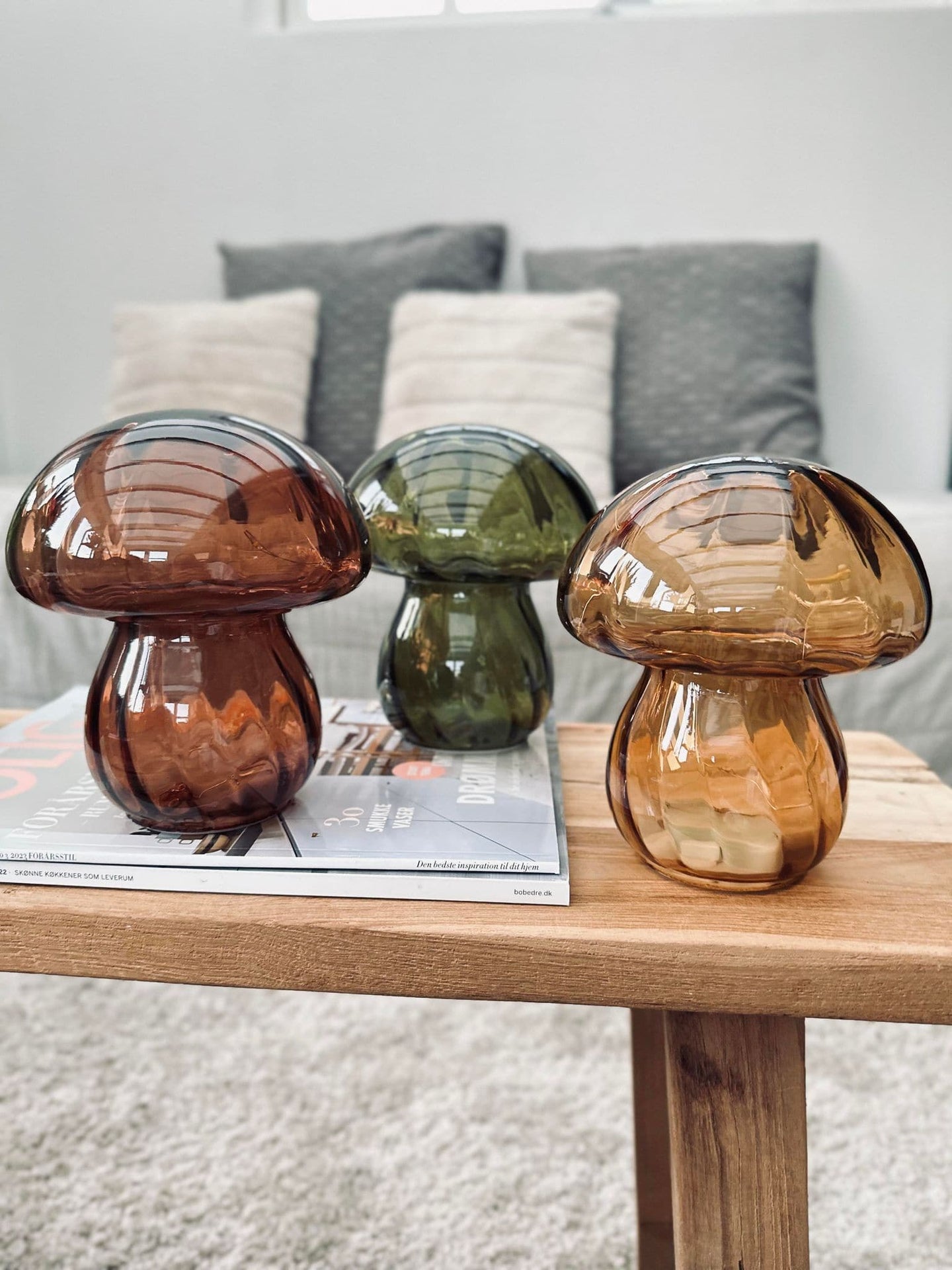 MUSHROOM Lampe med LED 15cm – Mørk brun - VIAMAJA.DK