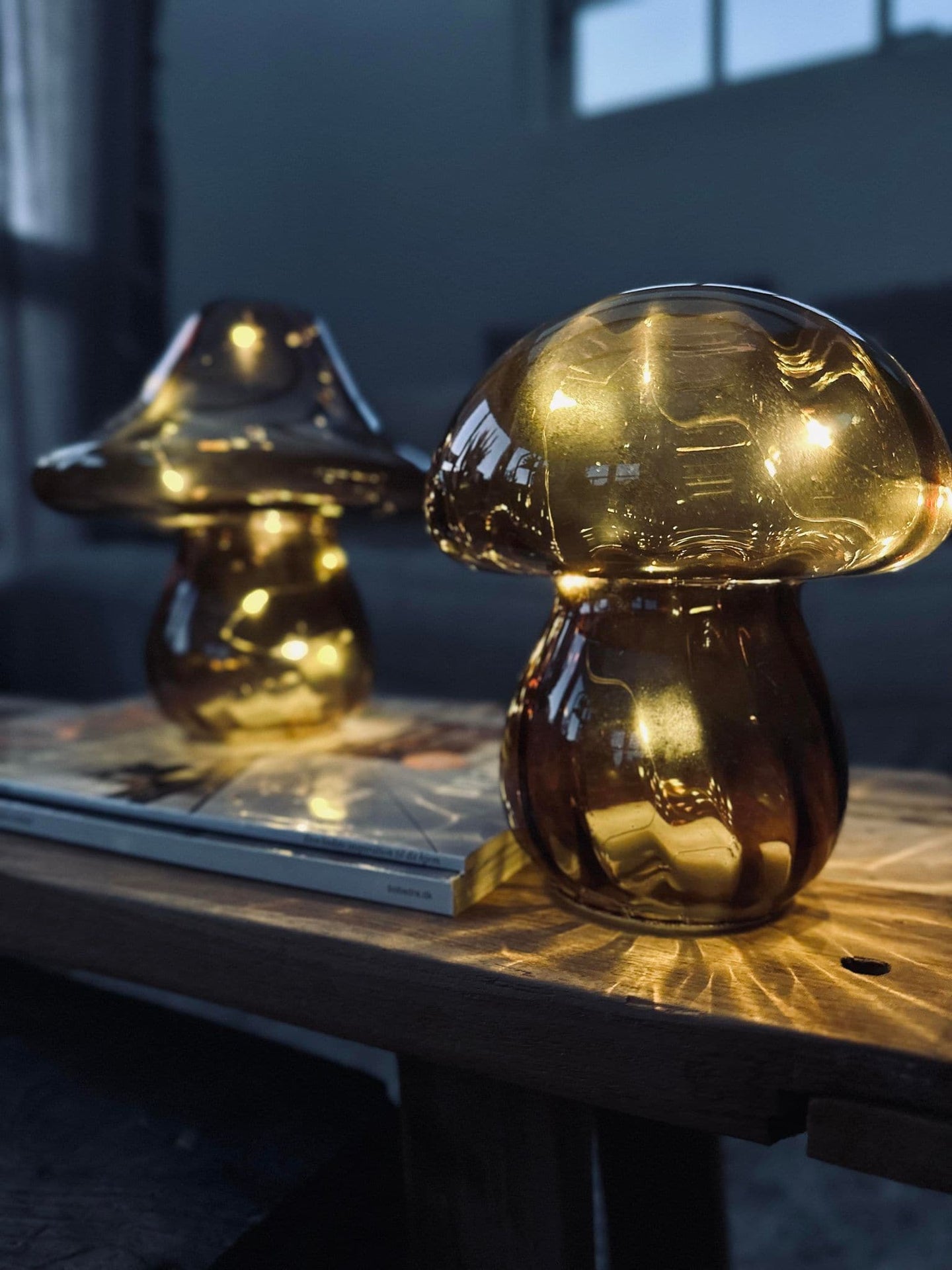 MUSHROOM Lampe med LED 15cm – Mørk brun - VIAMAJA.DK