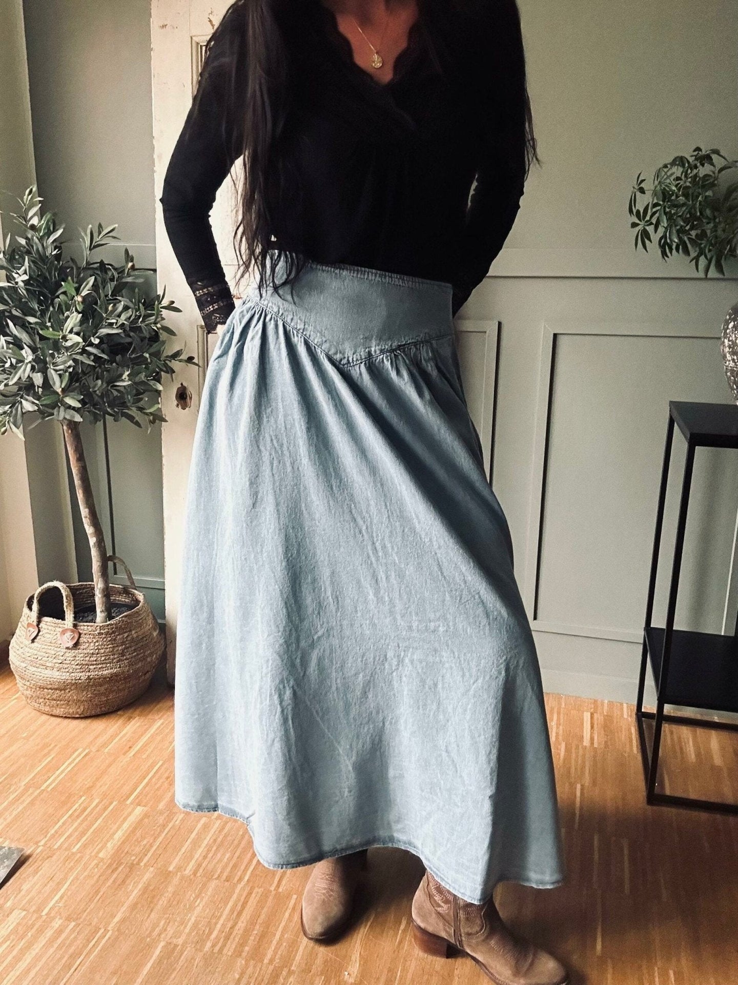 Nederdel – Jeans blue - VIAMAJA.DK