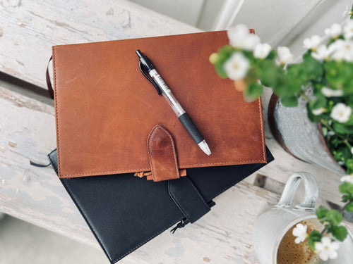 Notesbog i skind – Cognac – A5 - VIAMAJA.DK
