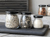 Förvaringsglas med svart lock set om 3st