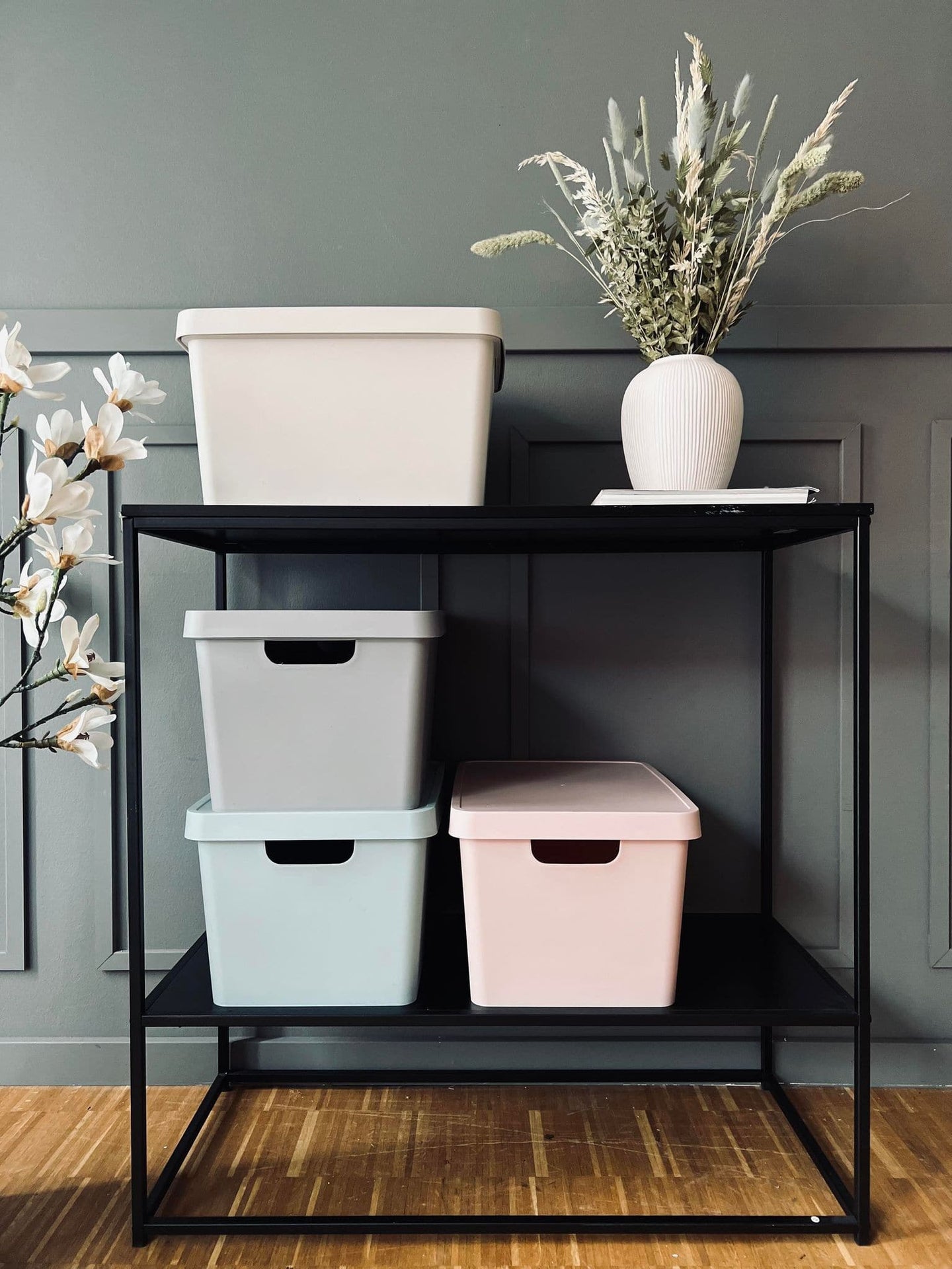 Opbevaringskasse med låg - Duset blå - VIAMAJA.DK