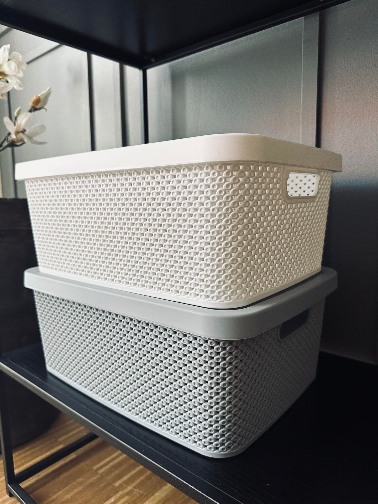 Opbevaringskasse med låg i Grå - Large - VIAMAJA.DK