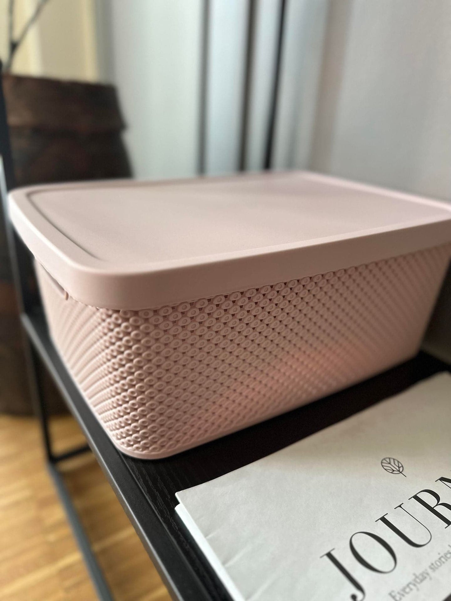 Opbevaringskasse med låg i rosa - Large - VIAMAJA.DK