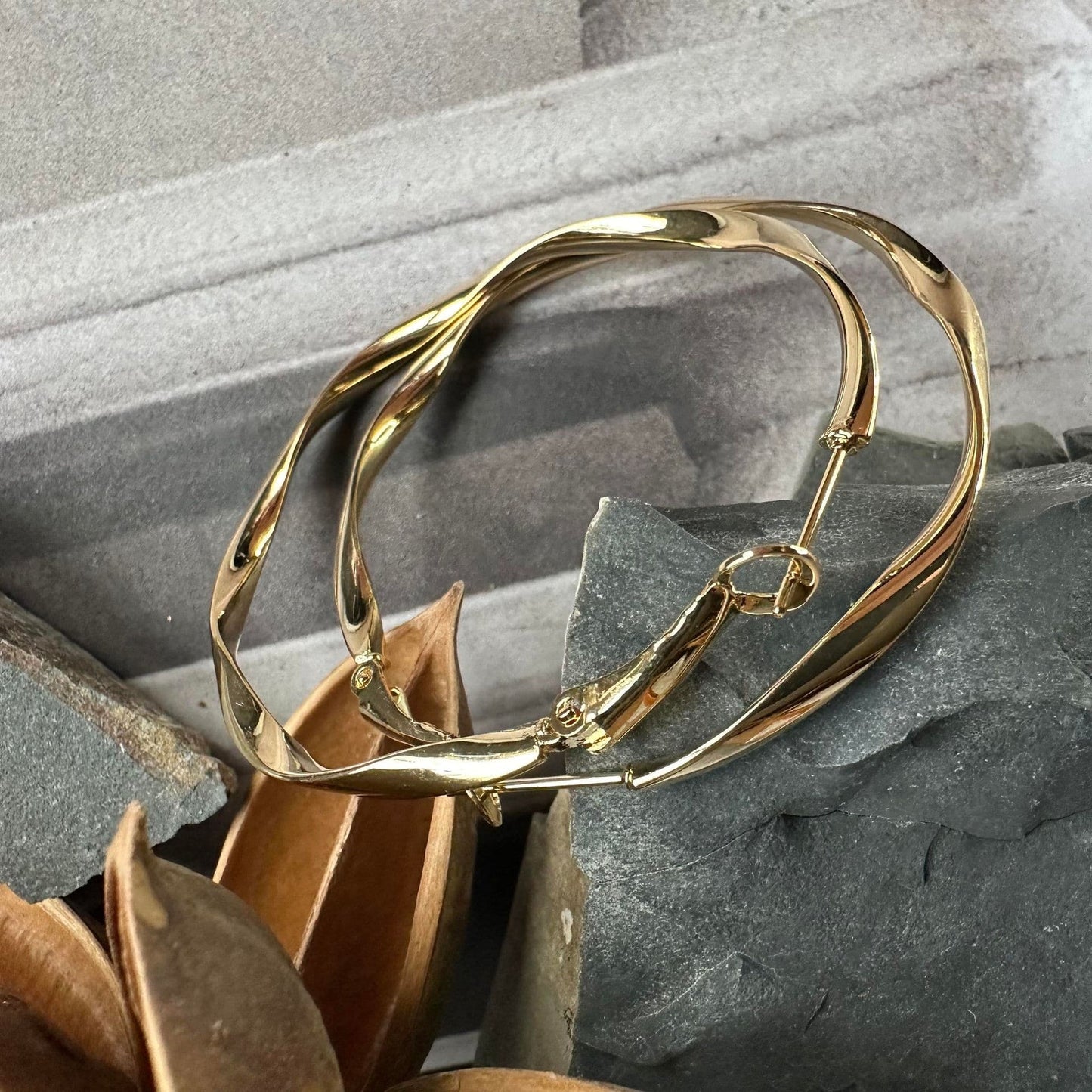 Øreringe Hope snoet Large - 18k forgyldt - VIAMAJA.DK