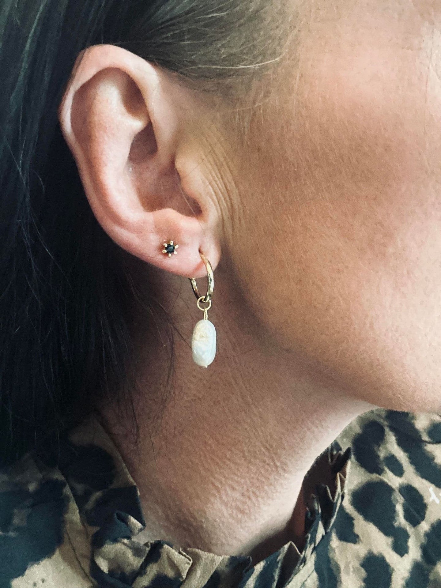 Ørestikker GIA – Black 18K forgyldt - VIAMAJA.DK