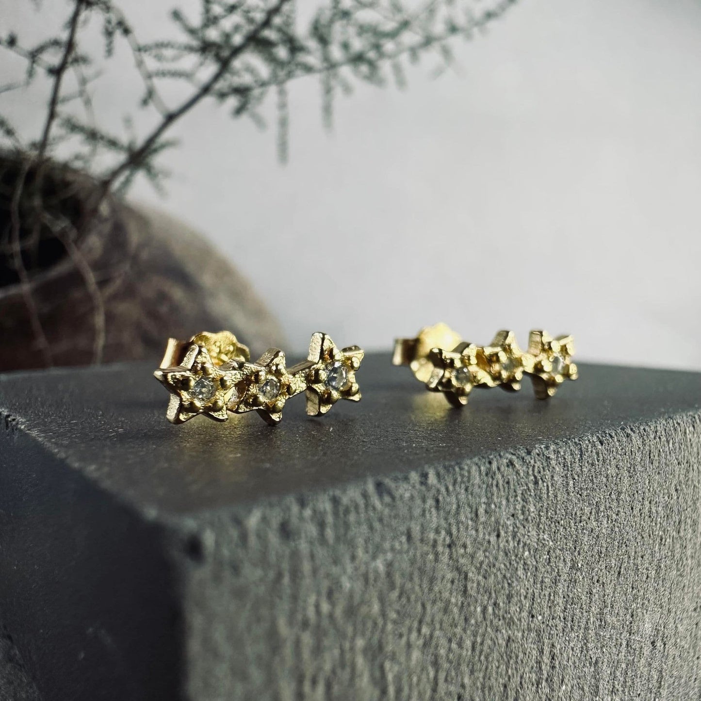 Ørestikker Louisa forgyldt sterling sølv - VIAMAJA.DK