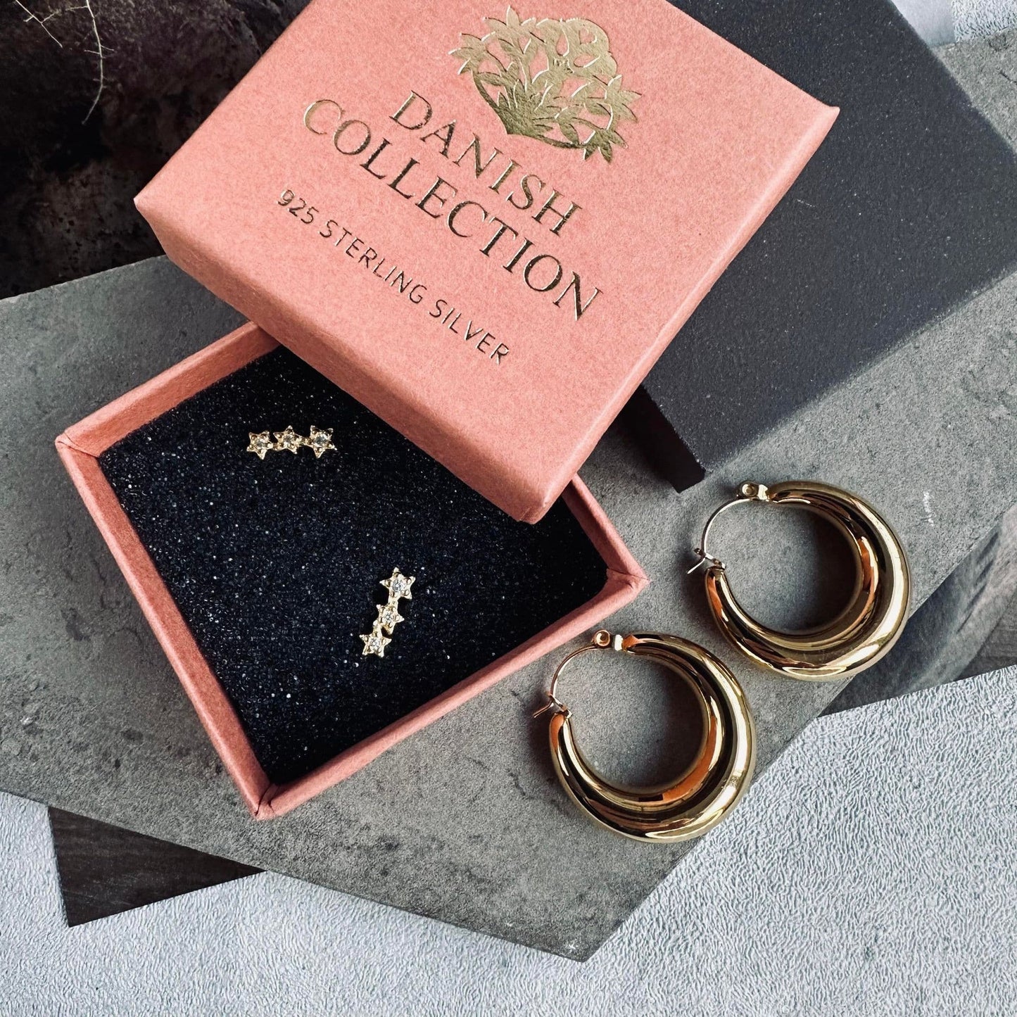 Ørestikker Louisa forgyldt sterling sølv - VIAMAJA.DK