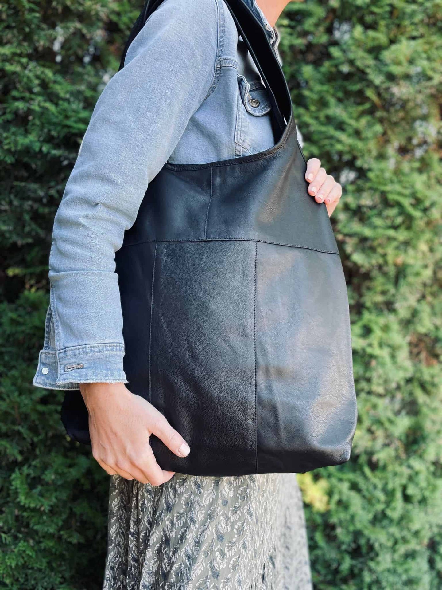 Oversize Læder Shopper - Black - VIAMAJA.DK