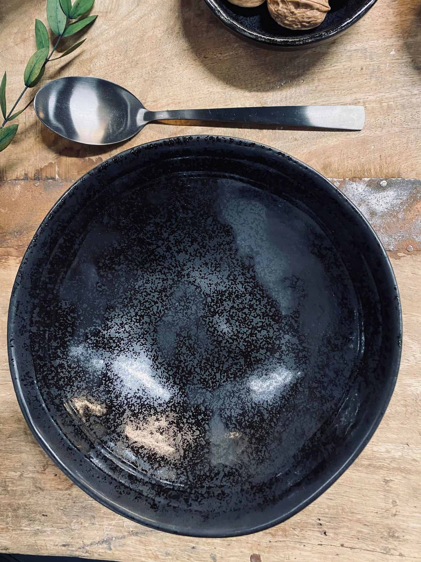 Pasta / suppe skål i stentøj - Mat sort  - VIAMAJA.DK
